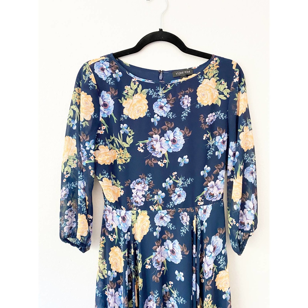 NWOT Yumi Kim Navy and Yellow Floral Maxi Woodstock Dress - Picture 4 of 6